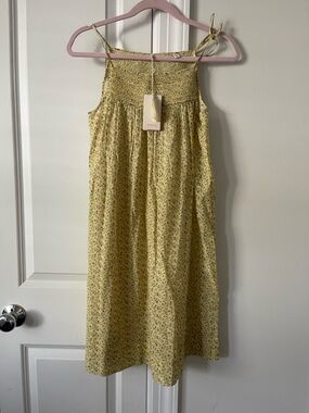 Doen Yellow Floral Smocked Sundress